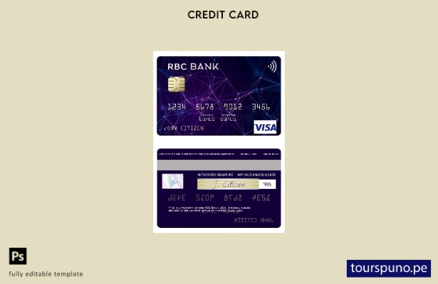 lista para imprimir plantilla de tarjeta visa de USA RBC Bank